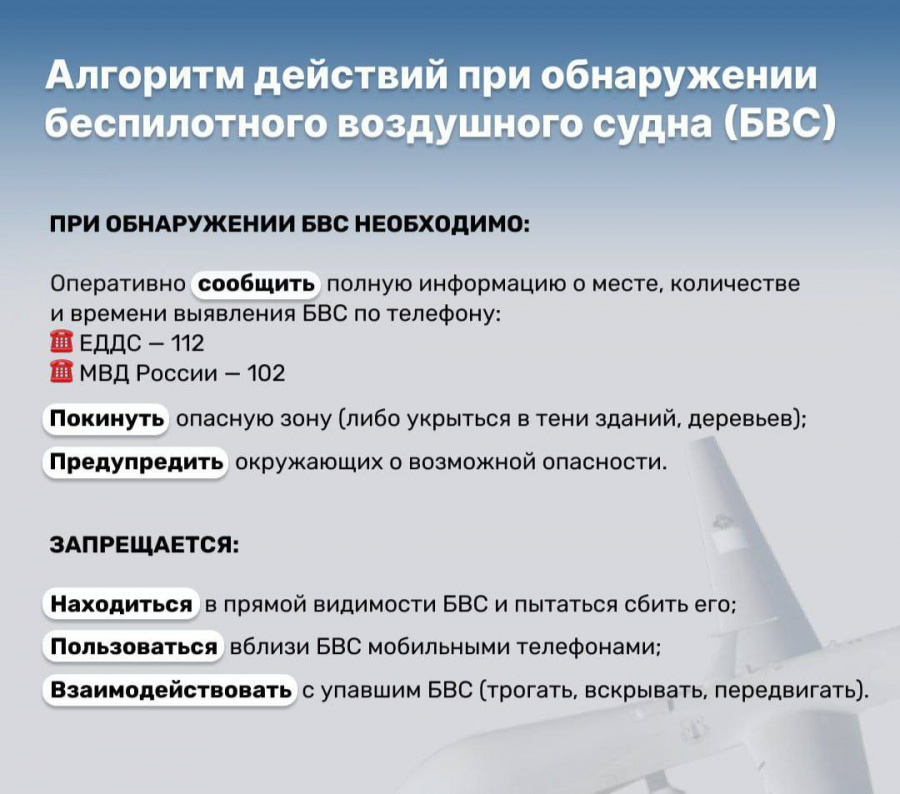 Памятка о том, какие действия необходимо предпринять, если вы увидели беспилотник   